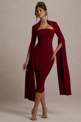 Berry Bodycon Cape-Sleeve Midi Dress | Dress In Beauty